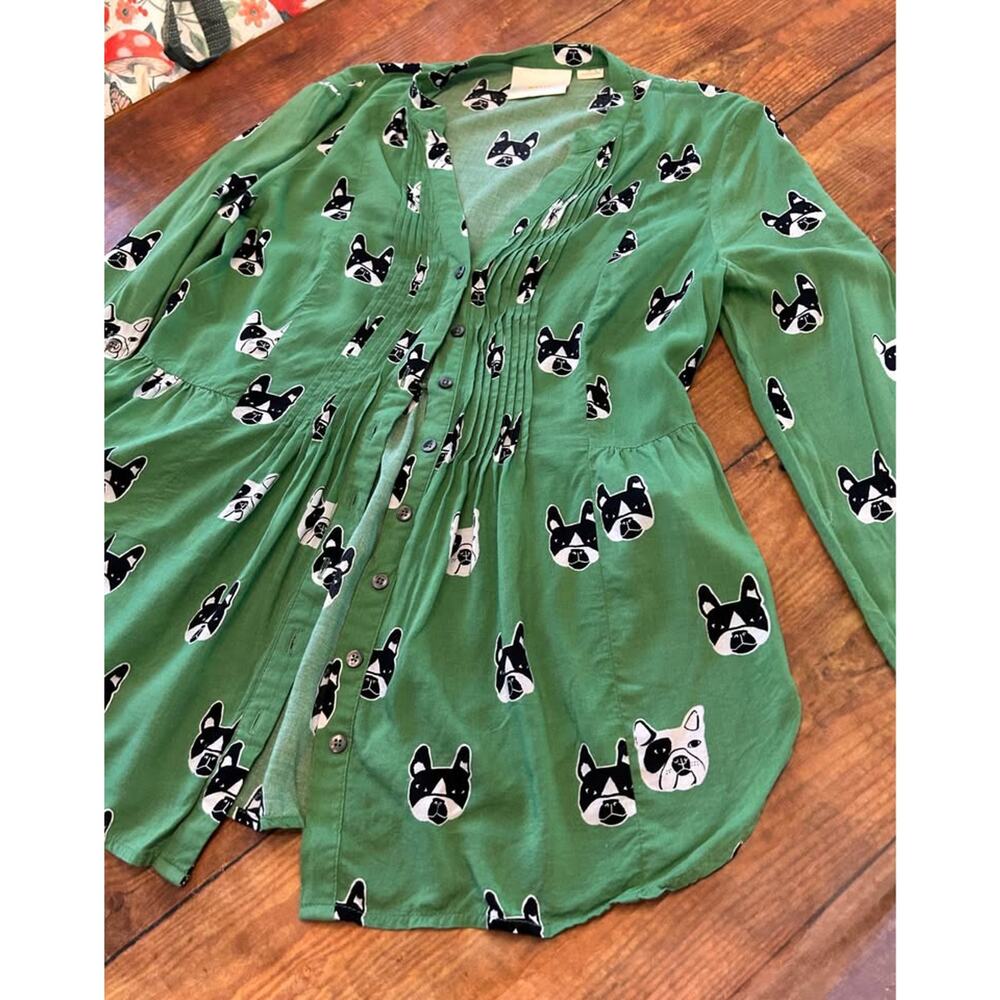 Maeve Anthropologie French‎ Bulldog Button up